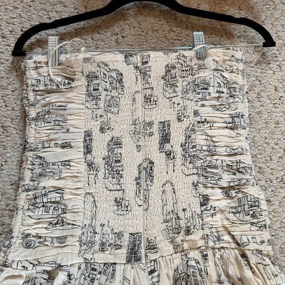 Abercrombie & Fitch Strapless Cream Mini Dress with Black Print - Picture 6 of 7